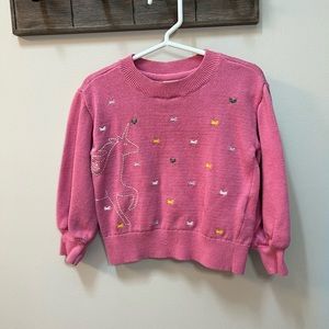 Baby Gap 4T embroidered pink unicorn sweater